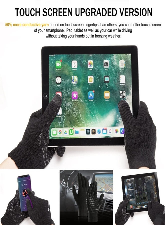TRENDOUX Driving Gloves, Unisex Knit Winter Touchscreen Glove Men Women Texting Smartphone - Elastic Cuff - Thermal Warm Lining - Stretchy Material Black - L - Image 2